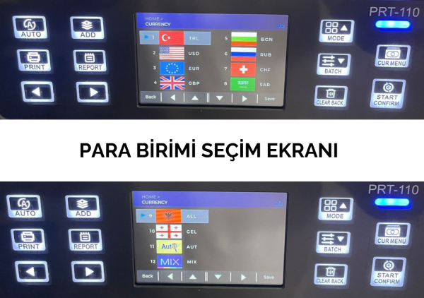 PRT-110 YAZICILI PARA SAYMA MAKİNESİ (10 ÜLKE)
