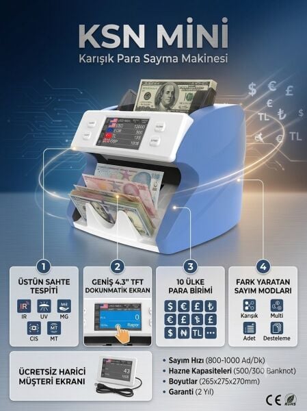 KSN MİNİ 10 ADET PARA BİRİMİ SAYAN TEK KATLI PARA SAYAMA MAKİNASI